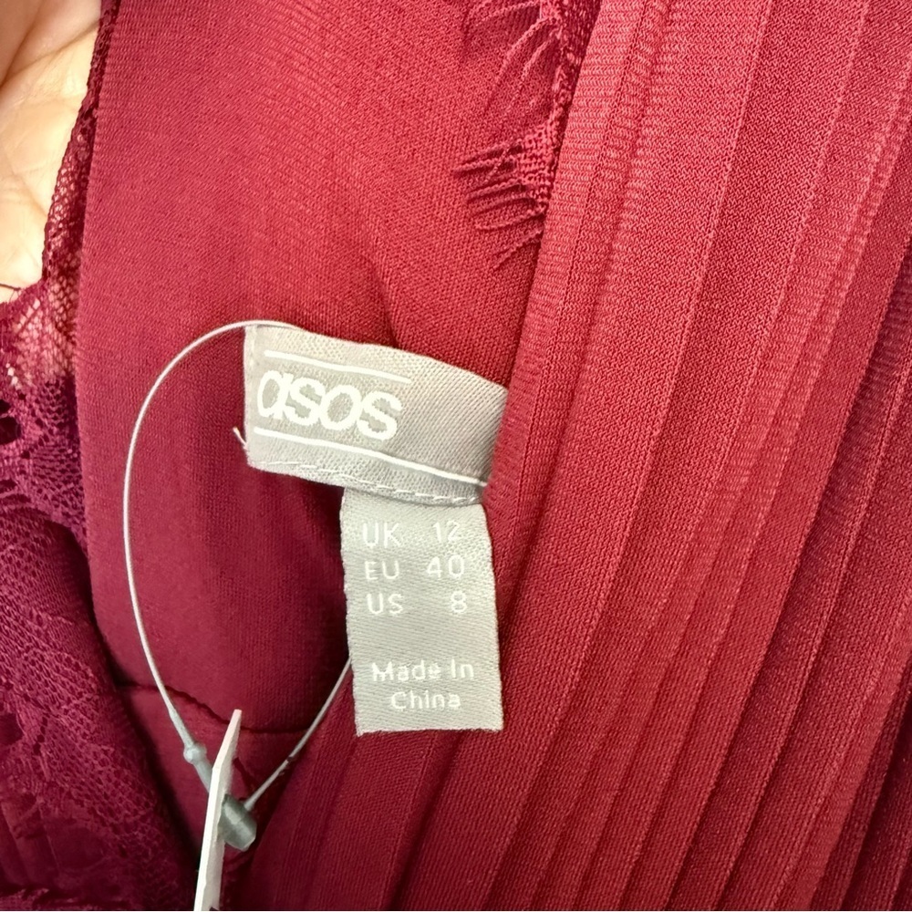 ASOS Burgundy Sleeveless Special Occasions Maxi Dress with Splits Size 8 - Picture 10 of 11